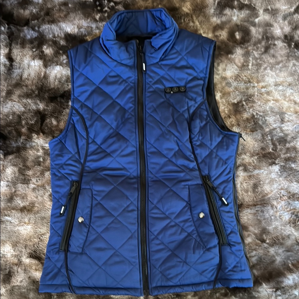 Royal Blue Heated Vest with Stand-Up Collar